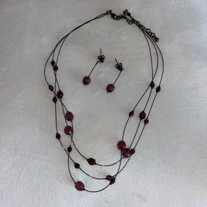 Purple matching necklace & earrings set